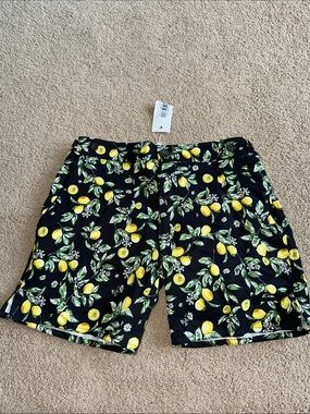 Parke & Ronen lemon print swim trunks